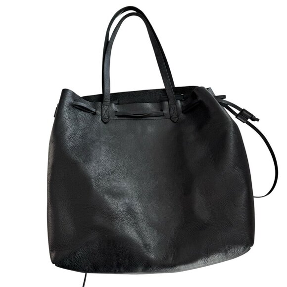 MADEWELL The Drawstring Transport Tote Saddle Bag Purse Black Leather Women's - Picture 11 of 16